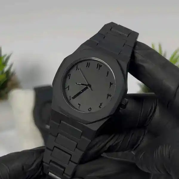 Black Arabic Aura Watch – Timeless Elegance with Arabic Numerals
