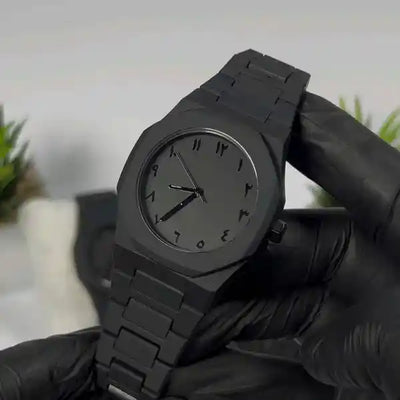 Black Arabic Aura Watch – Timeless Elegance with Arabic Numerals