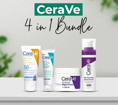 🌿 CeraVe 4-in-1 Skincare Kit (Night Cream, Sunblock, Cleanser & Serum) ✨ Complete daily skincare routine for radiant, healthy, and hydrated skin.