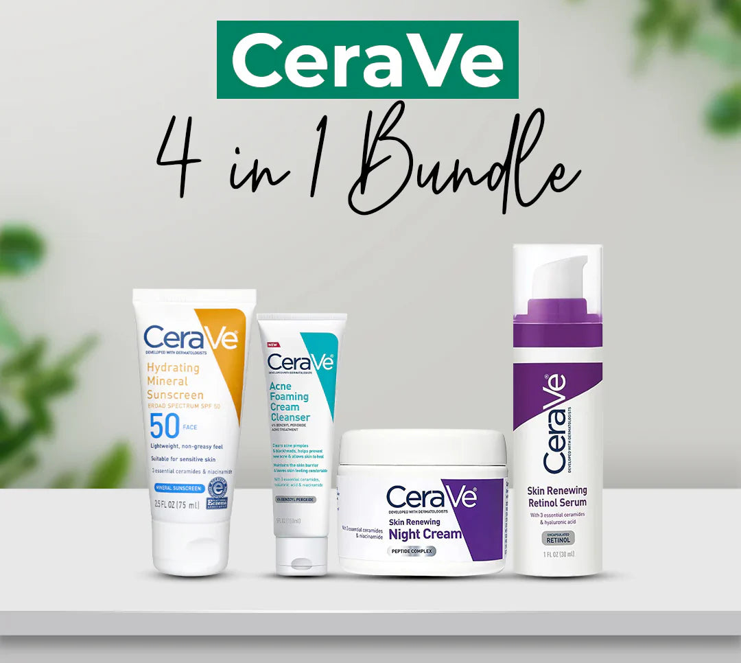 🌿 CeraVe 4-in-1 Skincare Kit (Night Cream, Sunblock, Cleanser & Serum) ✨ Complete daily skincare routine for radiant, healthy, and hydrated skin.