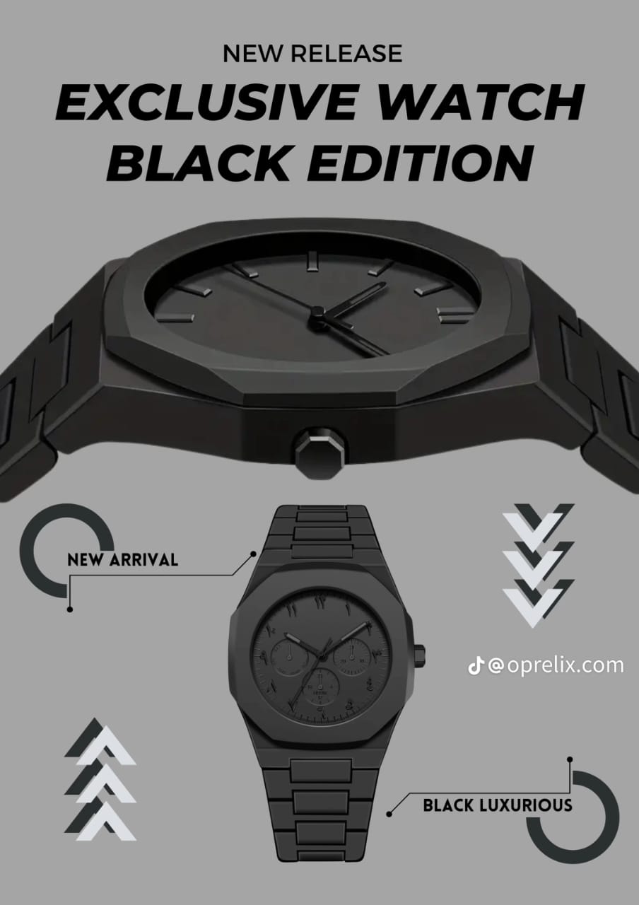 Black Arabic Aura Watch – Timeless Elegance with Arabic Numerals