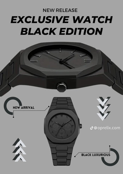 Black Arabic Aura Watch – Timeless Elegance with Arabic Numerals